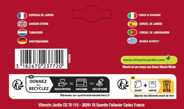 Matériel de jardinage - Cordeau de Jardin - 15 m - MEDIA_PACKAGING_VERSO